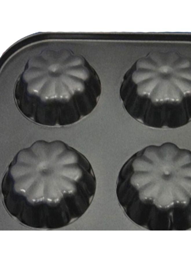 Sharpdo Non Stick 6-Hole Flower Shape Cake Mould Black 26.5x18.7cm - Image 4